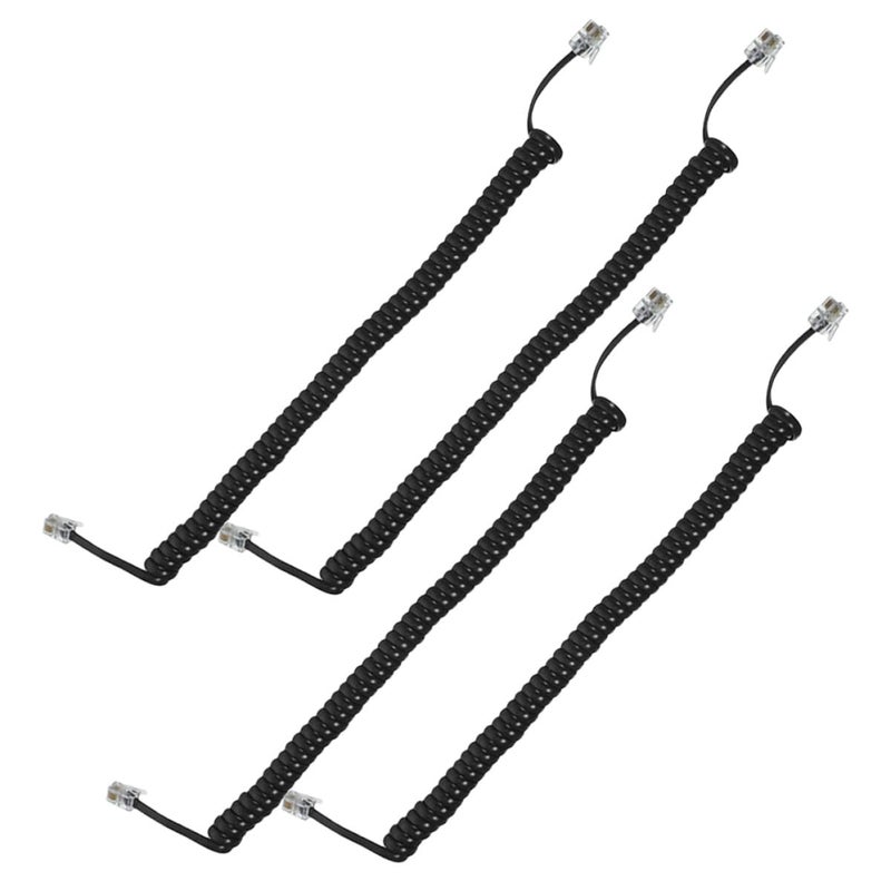 4 Pack Black Spiral Telephone Cord Coiled Receiver Cables For Landline Phones Home Office Use - Image 2