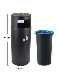LACOT GENERAL TRADING LLC Ashtray Outdoor Garbage Bin - 70L Black Metal  - Image 2