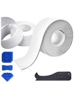Generic Caulk Strip 2 Pack, Silicone Scraper Tool 4 Pcs, Kitchen Bathroom Toilet Wall Sealing Tape Waterproof Mold Proof Self Adhesive Sealant Strip, Remover Sealant Tools  - Image 1