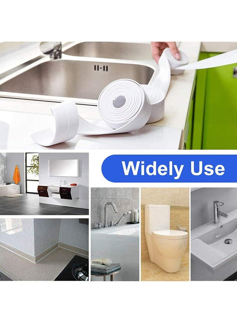Caulk Strip 2 Pack, Silicone Scraper Tool 4 Pcs, Kitchen Bathroom Toilet Wall Sealing Tape Waterproof Mold Proof Self Adhesive Sealant Strip, Remover Sealant Tools  - Image 2