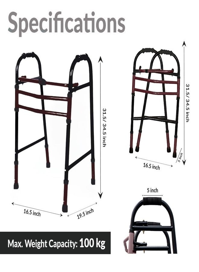 PAXMAX Foldable Walker for old people MS Coated Walker for patients at home walker for adult - Image 3