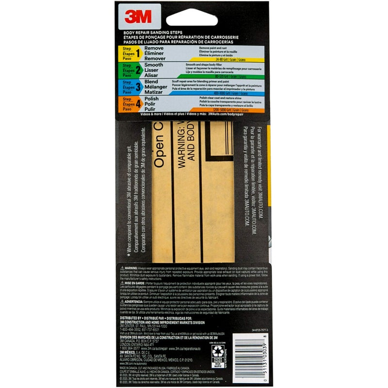 3M Sandpaper, 03039, Assorted Grits (40, 80, 120), 3 2/3 in x 9 in, 5 Sheets - Image 5