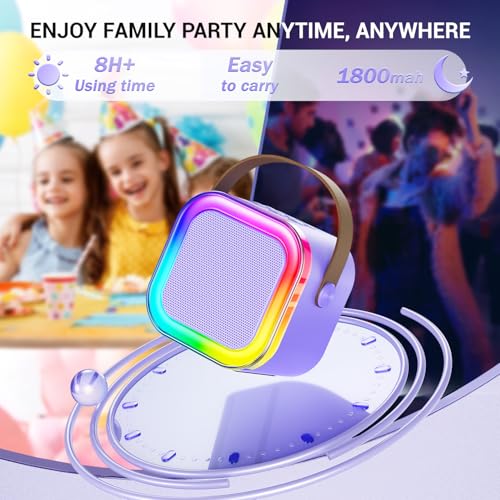Kinglucky Karaoke Mic with Speaker for Kids Machine with 2 Wireless Microphones Include Night Light Karaoke Birthday Christmas Gift for 3-14 Years Old Girls Boys Voice Changer - Image 5
