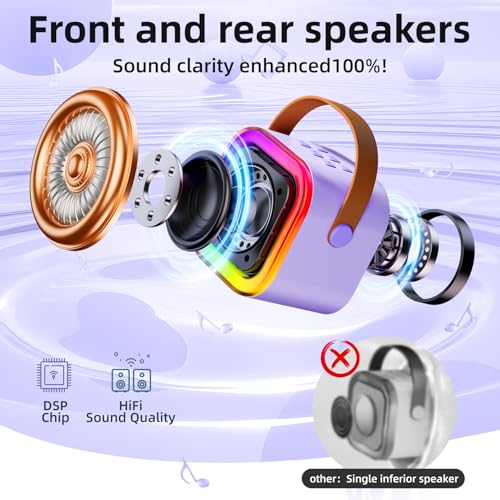 Kinglucky Karaoke Mic with Speaker for Kids Machine with 2 Wireless Microphones Include Night Light Karaoke Birthday Christmas Gift for 3-14 Years Old Girls Boys Voice Changer - Image 2