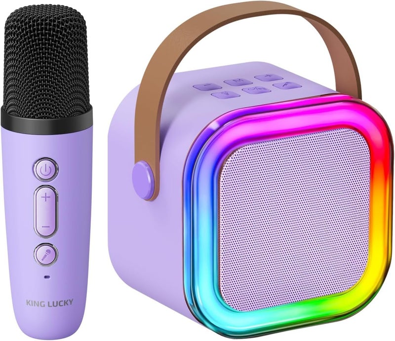 Kinglucky Karaoke Mic with Speaker for Kids Machine with 2 Wireless Microphones Include Night Light Karaoke Birthday Christmas Gift for 3-14 Years Old Girls Boys Voice Changer - Image 1