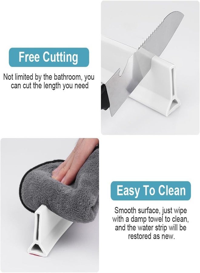 Delzon حاجز مائي قابل للطي بطول متر واحد من ديلزون، حاجز مائي للاستحمام ومانع لتسرب الماء، يحافظ على الماء بالداخل، عتبة مائية للمطبخ والحمام (أبيض) - Image 4