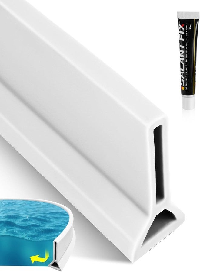 Delzon حاجز مائي قابل للطي بطول متر واحد من ديلزون، حاجز مائي للاستحمام ومانع لتسرب الماء، يحافظ على الماء بالداخل، عتبة مائية للمطبخ والحمام (أبيض) - Image 1