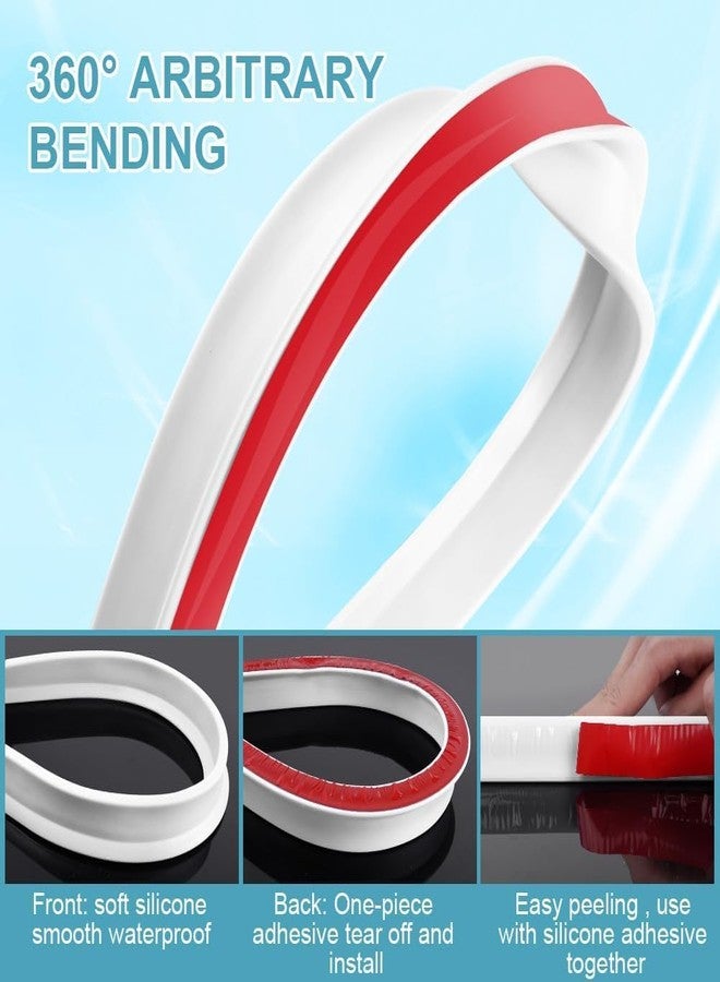 Delzon حاجز مائي قابل للطي بطول متر واحد من ديلزون، حاجز مائي للاستحمام ومانع لتسرب الماء، يحافظ على الماء بالداخل، عتبة مائية للمطبخ والحمام (أبيض) - Image 3