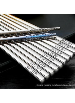 Generic Factory Direct 304 Stainless Steel 316 Chopsticks Insulated Square Thick Non-slip Logo Household Chopsticks Wholesale-Specifications:316 Full Square Length 21cm With Steel Seal Non-slip  - Image 2