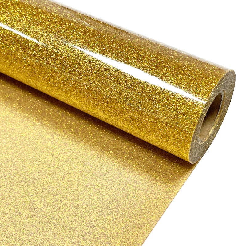 MerryMade Gold Glitter Heat Transfer Vinyl 12 x 8 ft HTV for Shirts Glitter HTV for All Cutter Machine Easy to Cut Weed for Heat Vinyl Design - Image 3