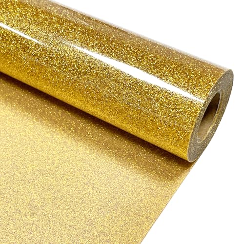 MerryMade Gold Glitter Heat Transfer Vinyl 12 x 8 ft HTV for Shirts Glitter HTV for All Cutter Machine Easy to Cut Weed for Heat Vinyl Design - Image 1