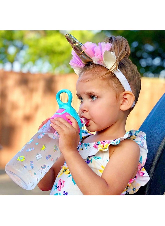 Nuby Nuby Push Button Flip-it Soft Spout Tritan Water Bottle, Pink Unicorns, 18 Oz  - Image 4