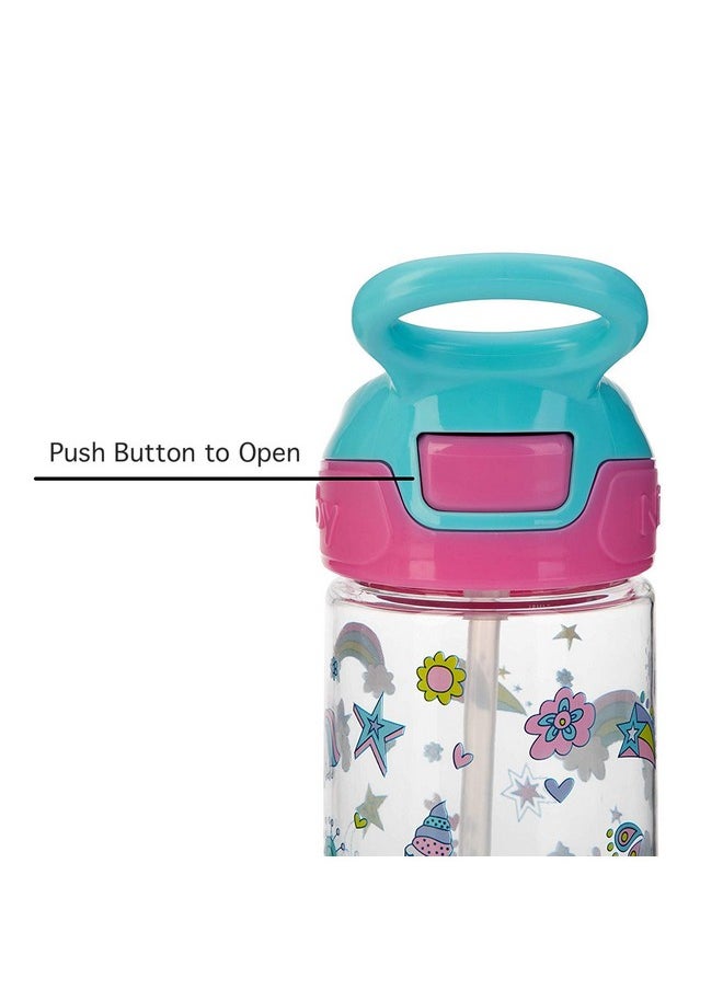Nuby Nuby Push Button Flip-it Soft Spout Tritan Water Bottle, Pink Unicorns, 18 Oz  - Image 3
