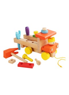 NIBEMINENT Children's Wooden Early Education Colourful Screw Car 23x9.9x14.8cm  - Image 1