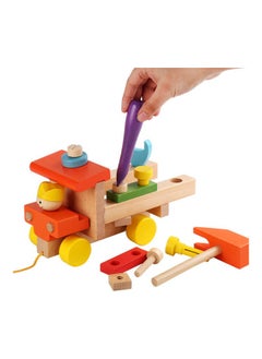 NIBEMINENT Children's Wooden Early Education Colourful Screw Car 23x9.9x14.8cm  - Image 2