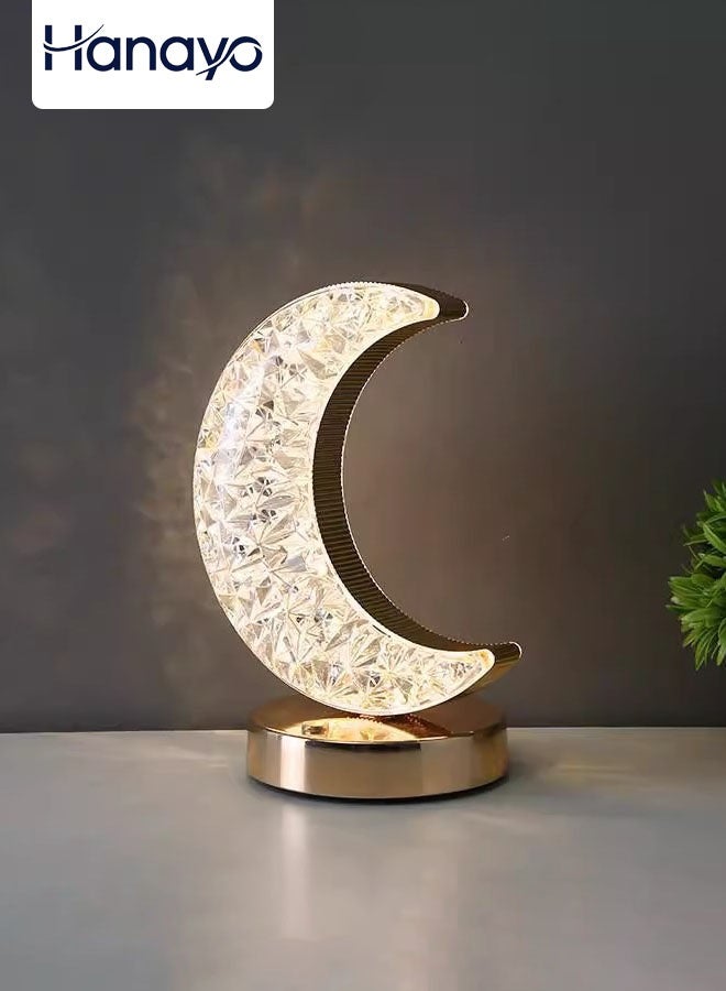 Hanayo LED Rechargeable Table Lamp Simple Creative Moon Desk Lamp Restaurant Table Light Bedside Atmosphere Light Decorative Lamp(Clear) - Image 1