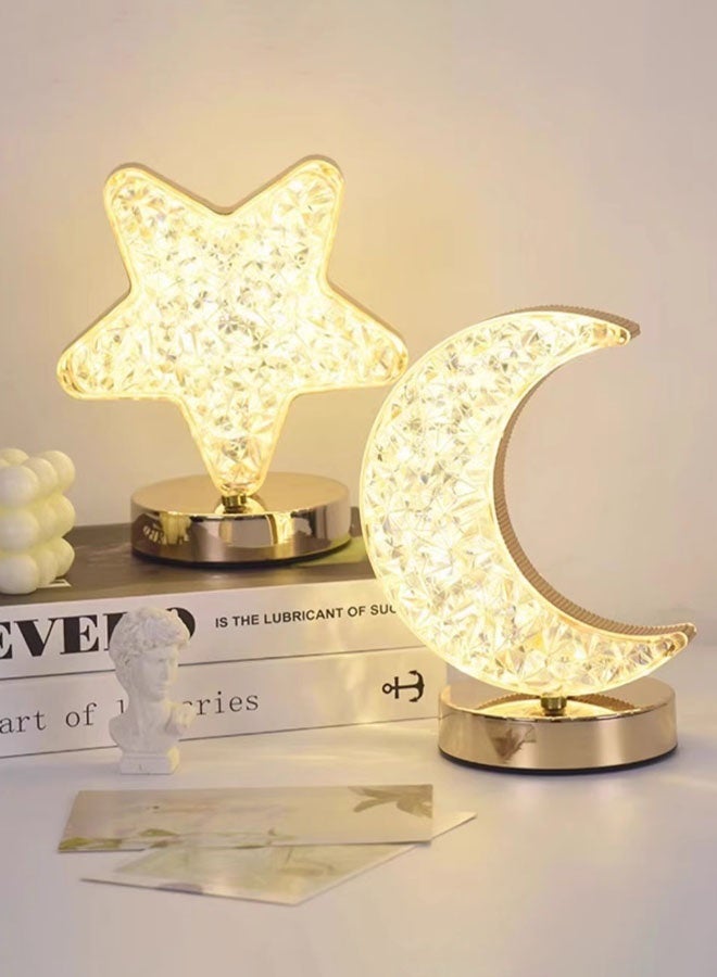 Hanayo LED Rechargeable Table Lamp Simple Creative Moon Desk Lamp Restaurant Table Light Bedside Atmosphere Light Decorative Lamp(Clear) - Image 3