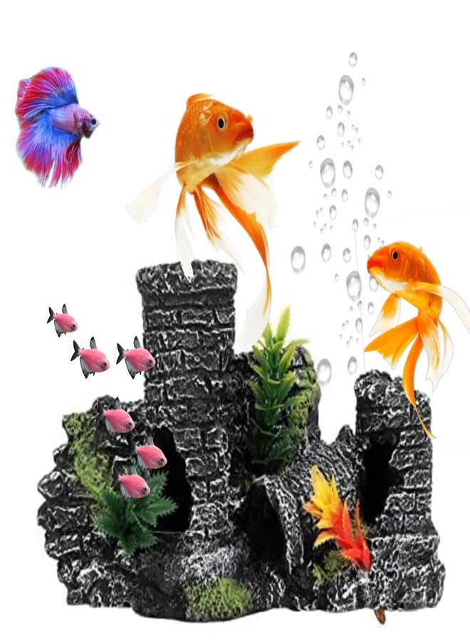 Mistletoe Broken Castle Resin Background for Beautiful Aquarium Decoration Ornament - Image 1