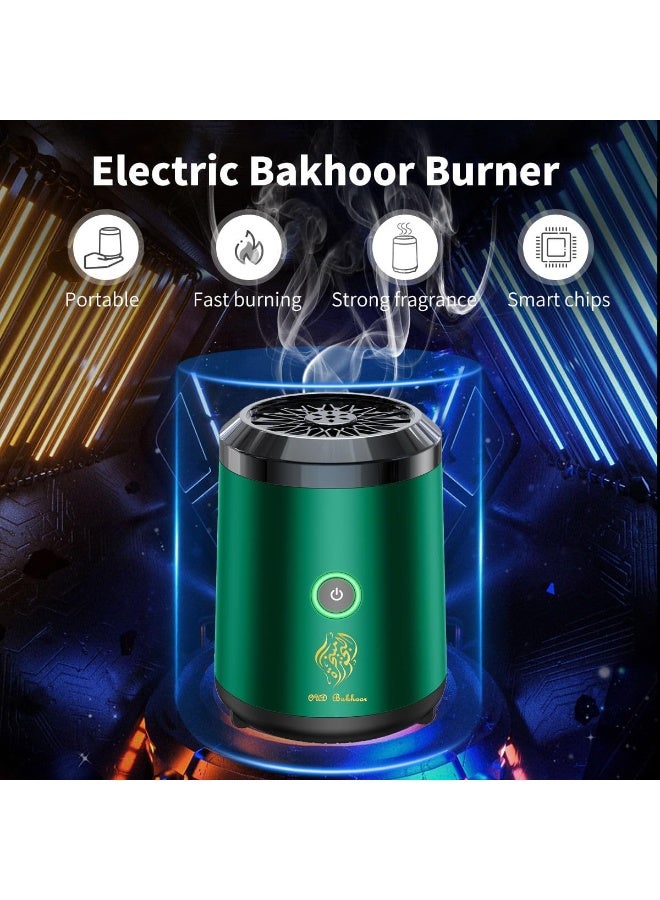 ELTRAZONE Portable Mini Incense Burner | Rechargeable USB Electric Bakhoor & Oud Diffuser | Arabic Incense Holder Mubkhar for Home, Office, Travel & Car Aromatherapy (Green) - Image 4