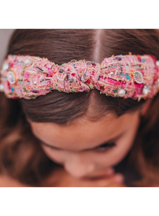 FROG SAC FROG SAC Knot Headbands for Girls, Embellished Pearl Rhinestone Knotted Hair Bands for Kids, Pink Toddler Headband Accessories, Cute Little Girl Hairbands, Sparkly Head Band for Tweens Back to School - Image 3