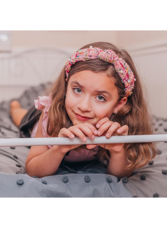 FROG SAC FROG SAC Knot Headbands for Girls, Embellished Pearl Rhinestone Knotted Hair Bands for Kids, Pink Toddler Headband Accessories, Cute Little Girl Hairbands, Sparkly Head Band for Tweens Back to School - Image 2
