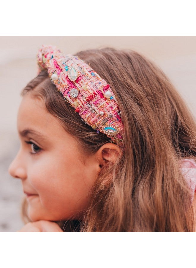 FROG SAC FROG SAC Knot Headbands for Girls, Embellished Pearl Rhinestone Knotted Hair Bands for Kids, Pink Toddler Headband Accessories, Cute Little Girl Hairbands, Sparkly Head Band for Tweens Back to School - Image 5