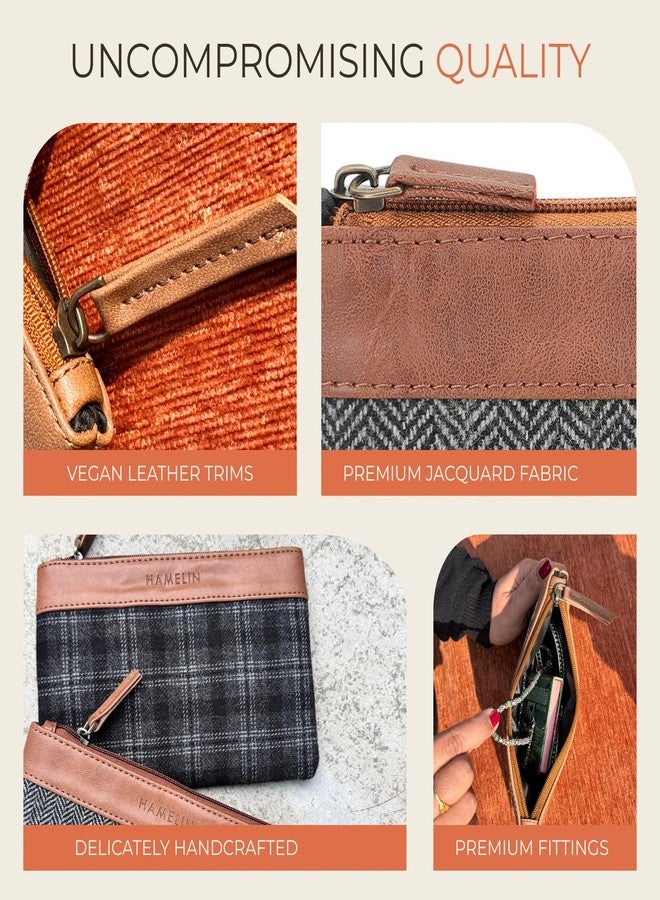 Hamelin Multi Purpose Pouch for Men & Women | Stationary Makeup Medicine Essentials Pouch Clutch Travel Organizer | Vegan Leather Purse | Ideal Women's Gift | Slate Grey | Pack of 2 - Image 4