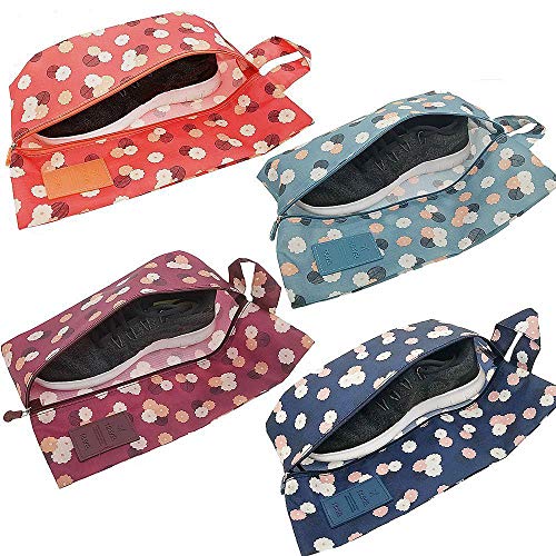 M-jump 4 Pack Travel Essentials Shoe Bags 4 Colors Fashion Shoe Bags for Men & Women Shoe Storage, Travel Accessories Vacation, Luggage Organizer Portable Shoe Pouch with Handle - Image 1