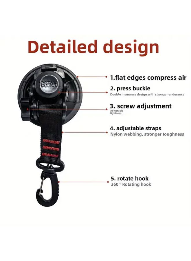 Large Suction Cup Hook 360 Rotating Heavy Duty Auto Car Mount With 5 Adjustable Straps - Image 1