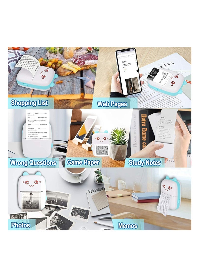 ELTRAZONE Portable Mini Pocket Printer Cute Thermal Printer with Thermal Printing Paper USB Cable for Note Photo Web Document Printing  - Image 2