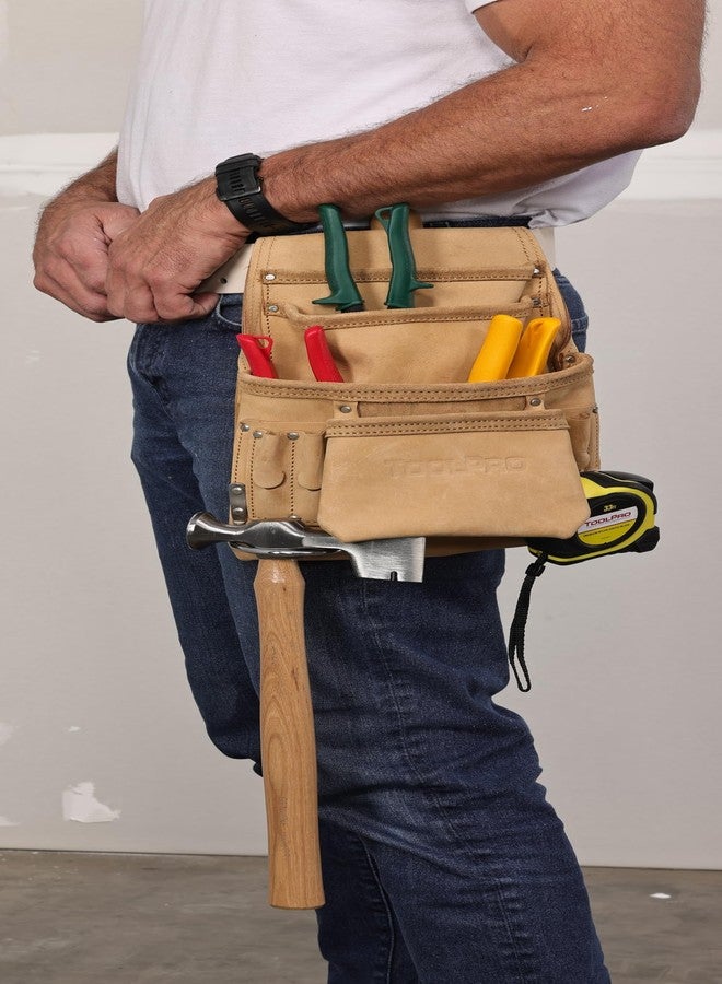 TOOLPRO 10 Pocket Top Suede Leather Nail Pouch - Professional Drywall & Construction Tool Pouch, Deep Pockets for Maximum Tool & Nail Storage - Image 3