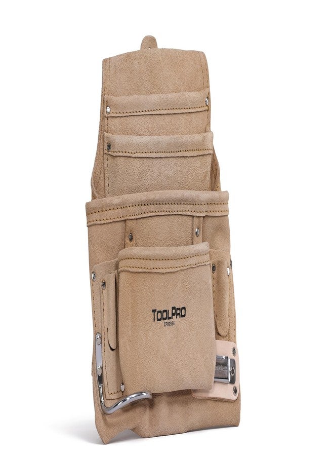 TOOLPRO 10 Pocket Top Suede Leather Nail Pouch - Professional Drywall & Construction Tool Pouch, Deep Pockets for Maximum Tool & Nail Storage - Image 2