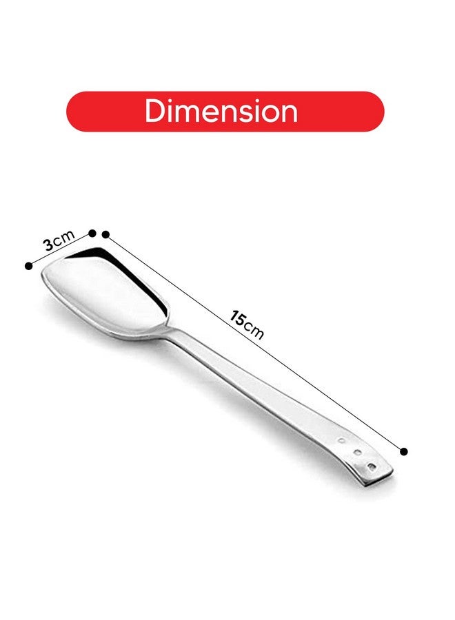 Shapes White Dot Stainless Steel Ice-Cream Spoon,Set of 12 Pcs. (14 cm.)