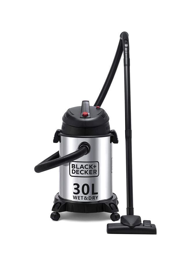 BLACK+DECKER Canister Stainless Steel Vacuum Cleaner With Wet And Dry Function 30 L 1610 W WV1450-B5 Silver/Black - Image 2