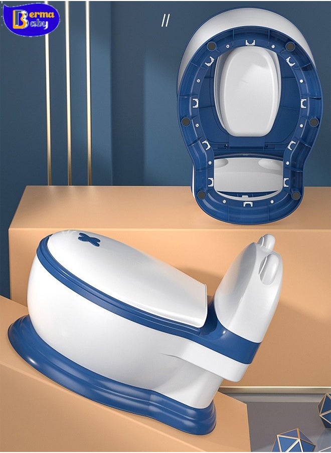 Berma Baby Potty Training Toilet, Realistic Potty Training Seat with Storage Bag, Toddler Potty Chair, Children's Toilet Seat with Soft Seat, Toilet Paper Holder and Splash Guard, Non-slip, Suitable for Boys and Girls (blue)  - Image 3