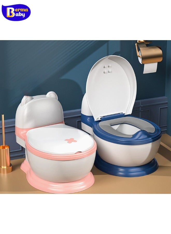 Berma Baby Potty Training Toilet, Realistic Potty Training Seat with Storage Bag, Toddler Potty Chair, Children's Toilet Seat with Soft Seat, Toilet Paper Holder and Splash Guard, Non-slip, Suitable for Boys and Girls (blue)  - Image 5