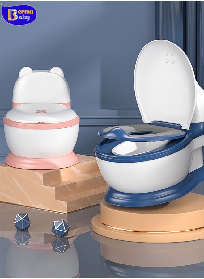 Berma Baby Potty Training Toilet, Realistic Potty Training Seat with Storage Bag, Toddler Potty Chair, Children's Toilet Seat with Soft Seat, Toilet Paper Holder and Splash Guard, Non-slip, Suitable for Boys and Girls (blue)  - Image 4
