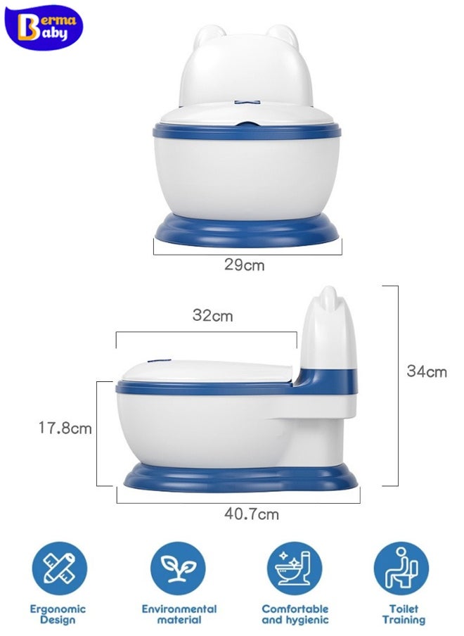 Berma Baby Potty Training Toilet, Realistic Potty Training Seat with Storage Bag, Toddler Potty Chair, Children's Toilet Seat with Soft Seat, Toilet Paper Holder and Splash Guard, Non-slip, Suitable for Boys and Girls (blue)  - Image 2