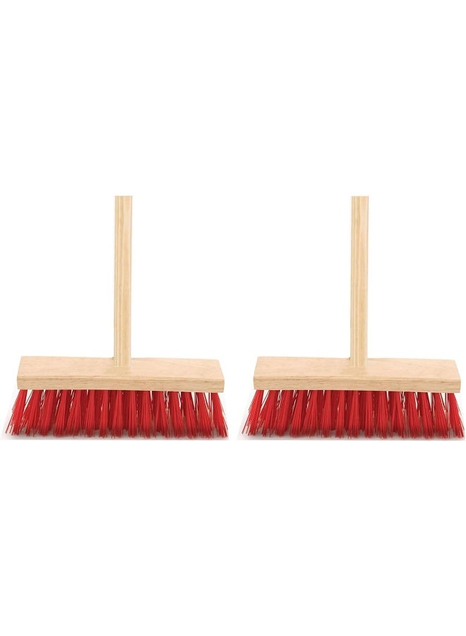 Royal Apex Sweeping Brush With Stick Head Stiff Bristle Hard Outdoor Broom Garden Yard Sweeper 30 Cm Set Of 2 - Image 1