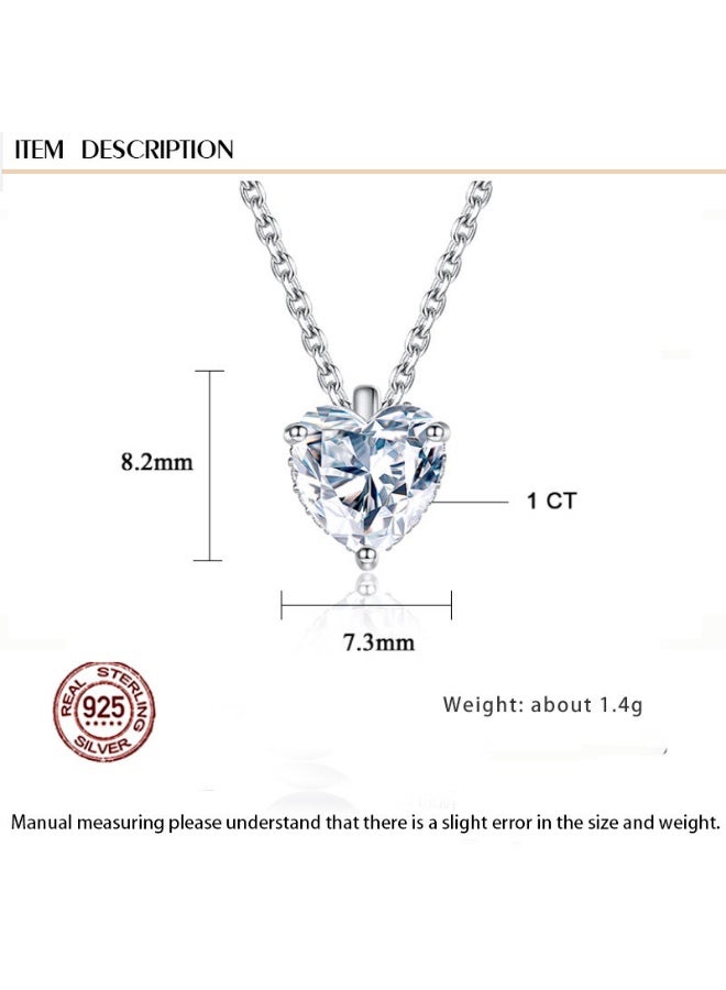 Toby Women’s Heart Moissanite 40+5 cm Necklace with Certified Stone – Elegant White Gold Plated Chain – Luxury Romantic Jewelry Gift for Women - Image 3