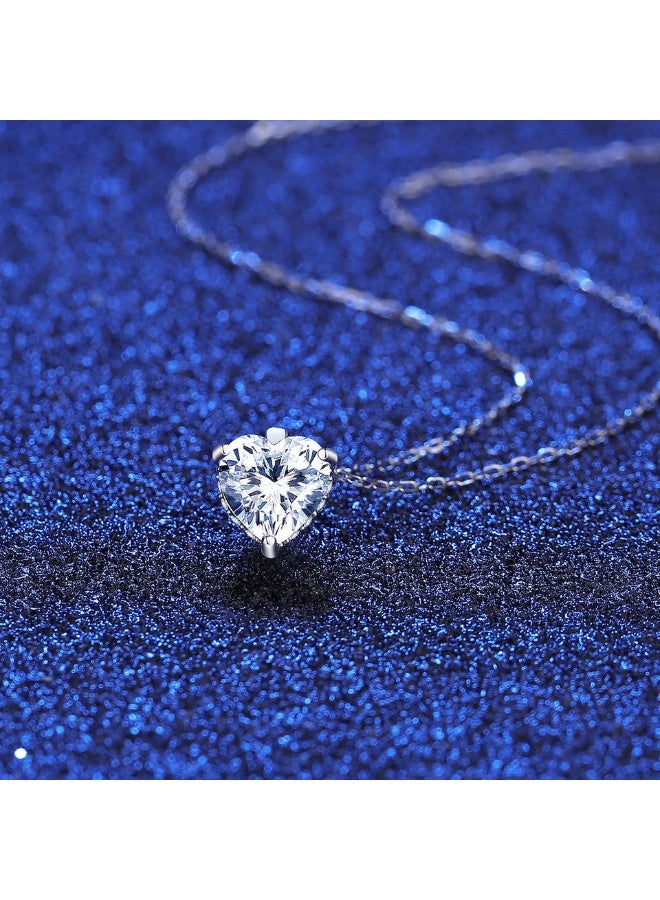 Toby Women’s Heart Moissanite 40+5 cm Necklace with Certified Stone – Elegant White Gold Plated Chain – Luxury Romantic Jewelry Gift for Women - Image 4