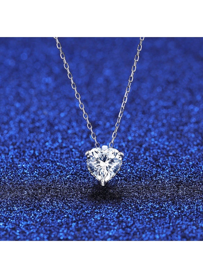 Toby Women’s Heart Moissanite 40+5 cm Necklace with Certified Stone – Elegant White Gold Plated Chain – Luxury Romantic Jewelry Gift for Women - Image 5