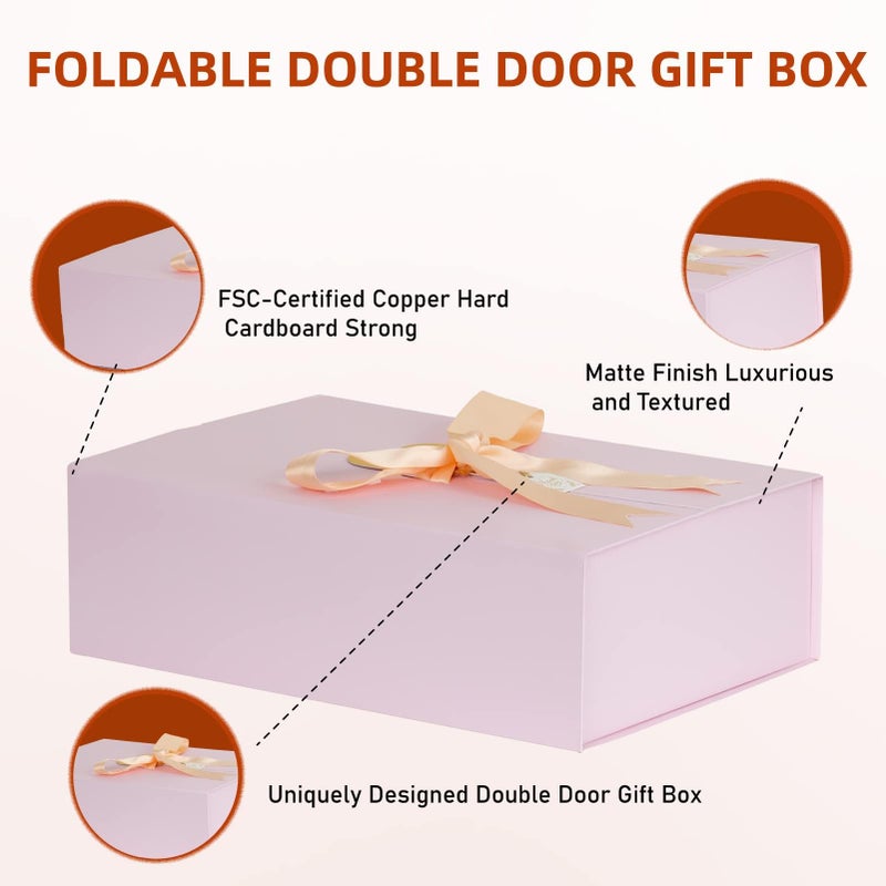 CHARMGIFTBOX Gift Boxes with Lids, 9x9x3 Inch Pink Gift Box with Ribbon Card Fancy Gift Wrap Boxes for Anniversary, Bridesmaid Proposal, Bridal Showers, Weddings, Girlfriend, Valentine's Day - Image 4
