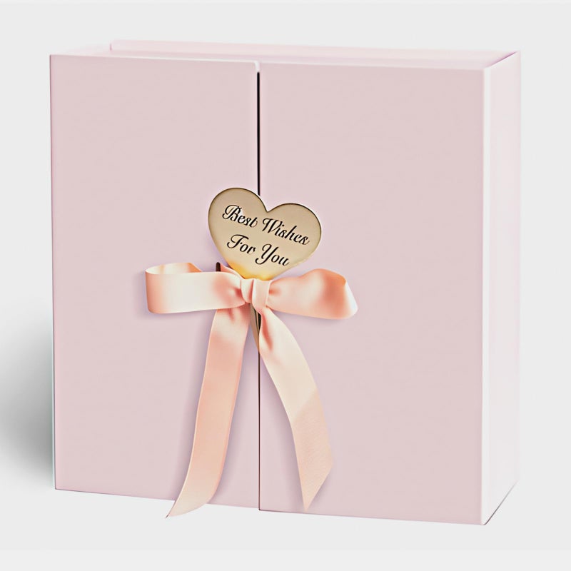 CHARMGIFTBOX Gift Boxes with Lids, 9x9x3 Inch Pink Gift Box with Ribbon Card Fancy Gift Wrap Boxes for Anniversary, Bridesmaid Proposal, Bridal Showers, Weddings, Girlfriend, Valentine's Day - Image 1