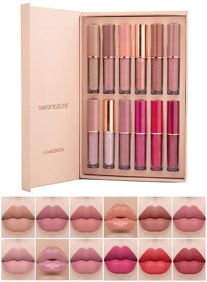 TopFinder® 24h Book Style Matte Lipstick Set, Waterproof, Long Lasting, Creamy Soft Shades, Liquid Smooth Touch With Beautiful Packaging- Set Of 12Pcs/Box - Image 2