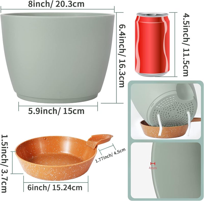 GARDIFE Plant Pots Set of 2 Pack 8 inch,Planters for Indoor Plants with Drainage Holes, Modern Decorative Flower Pots for All House Plants, Flowers, Green - Image 2