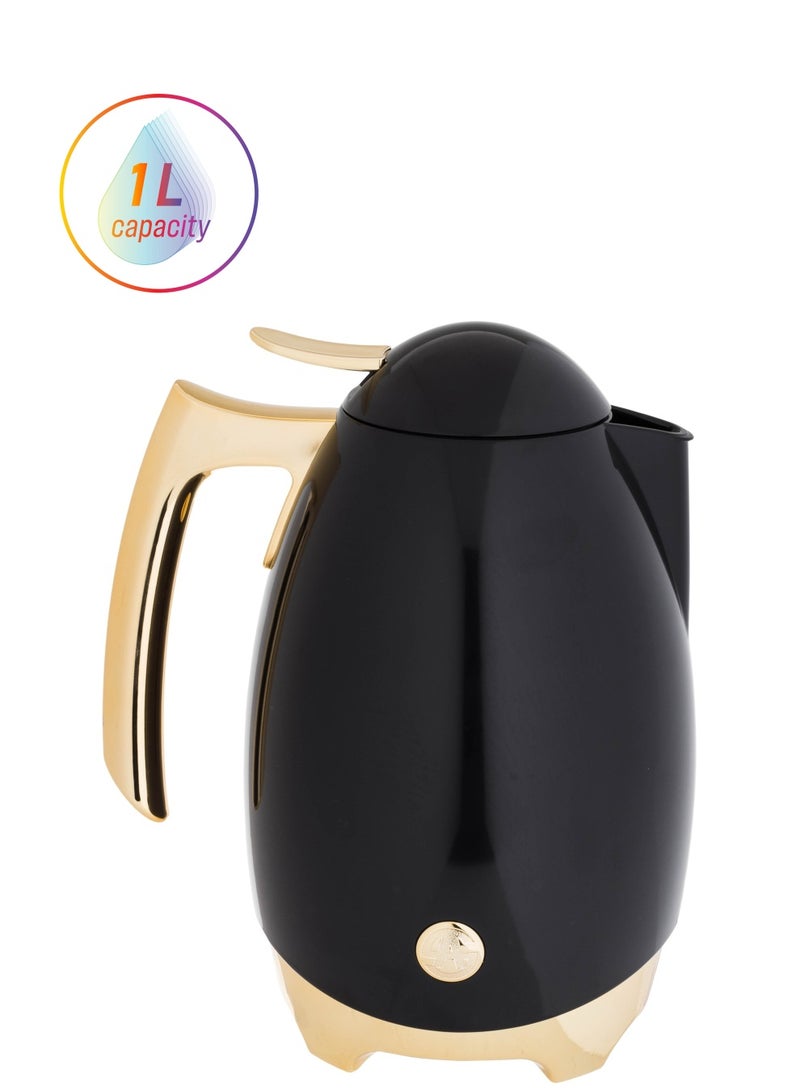 السيف  ترمس روانا للشاي والقهوة سعة 1 لتر لون أسود مع ذهبي - Image 1