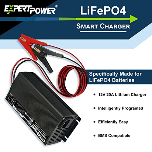 ExpertPower 12V 20A Smart Charger for Lithium LiFePO4 Deep Cycle Rechargeable Batteries - Image 3