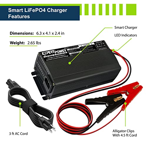 ExpertPower 12V 20A Smart Charger for Lithium LiFePO4 Deep Cycle Rechargeable Batteries - Image 2