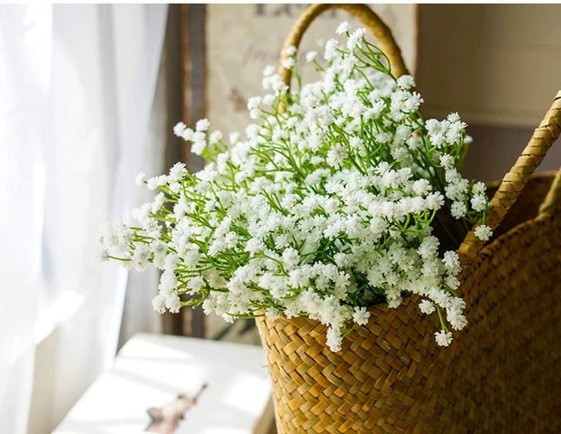 Generic Plastic Artificial Flowers For Decoration, Baby Breaths, Gypsophila Flowers For Home Decoration Bouquets Flowers Sticks For Gifting, Diy Craft, Without Vase, White, Pack Of 3 Piece  - Image 1